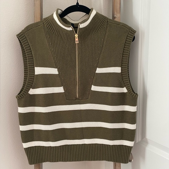 NWOT - Talbots Half Zip Sweater Vest - Olive Green - Picture 2 of 8